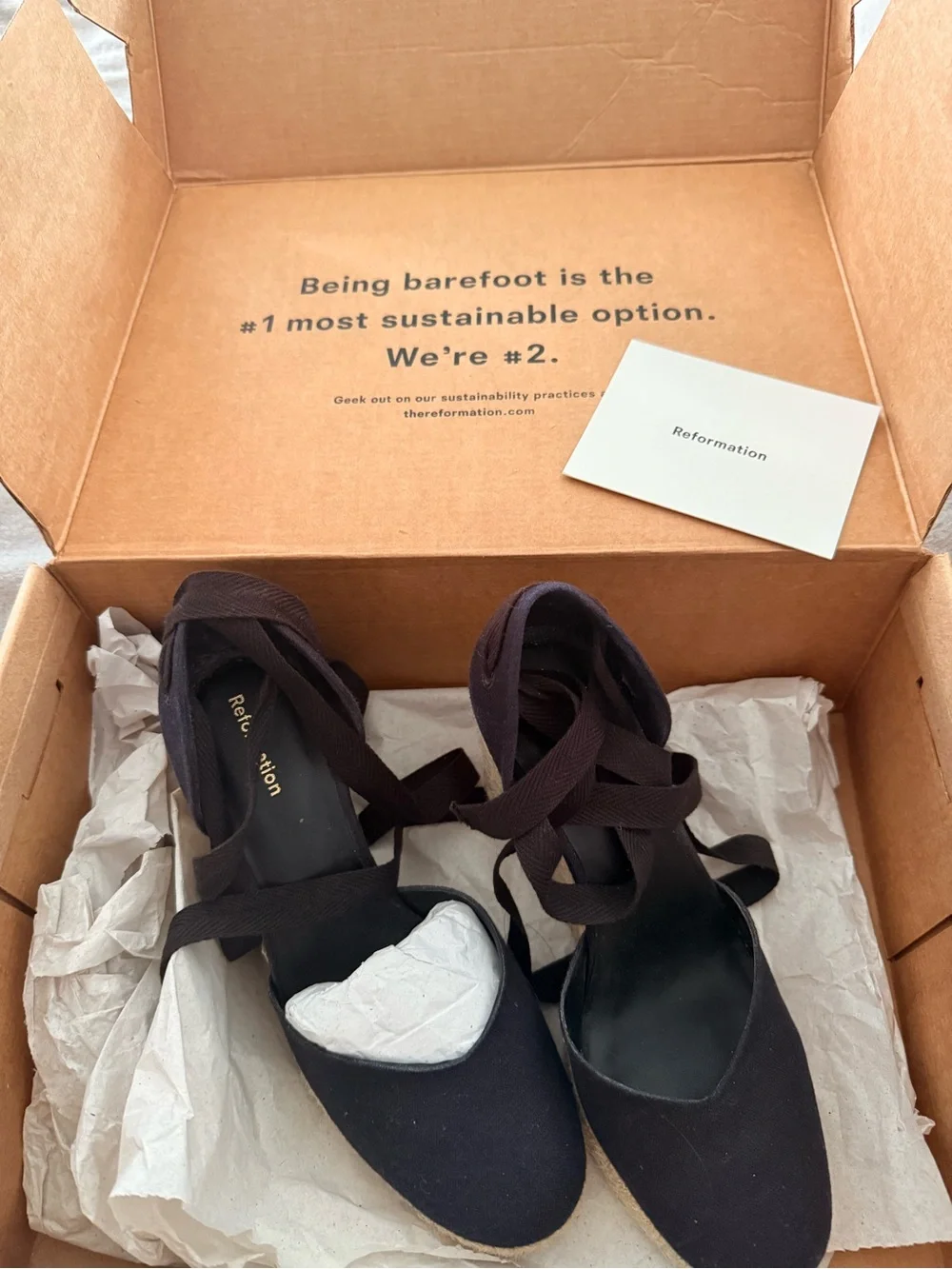 Reformation Black Espadrille Wedge Sandals